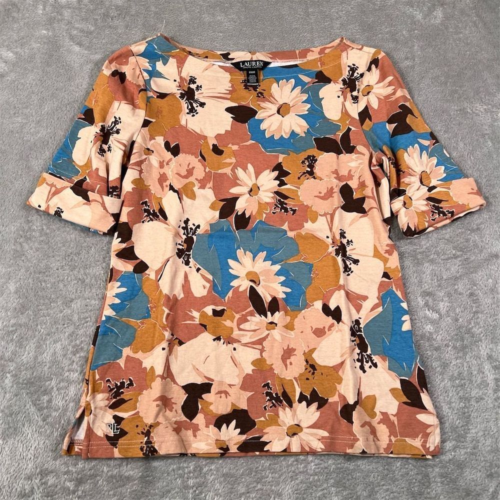 Ralph Lauren Floral Blouse - Blue, Brown, Pink